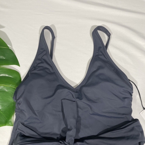 NWT Shade &‎ Shore [ Small ] Plunge Tie-Front Wrap One Piece Swimsuit - Picture 5 of 12